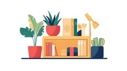Modern home interior design featuring a set of bookshelves with various books, perfect for office or library