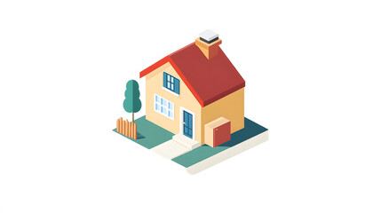 Small 3D residential house model on white background for sale