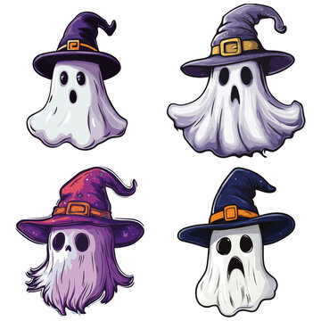 Adesivo vettoriale di un fantasma halloween