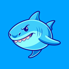 Cute ferocious shark illustration suitable for mascot sticker and tshirt design
