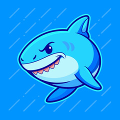 Naklejka premium Cute ferocious shark illustration suitable for mascot sticker and tshirt design 