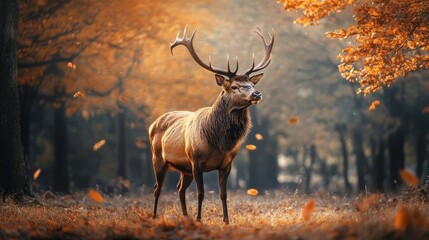 Beauty in nature: stag in forest