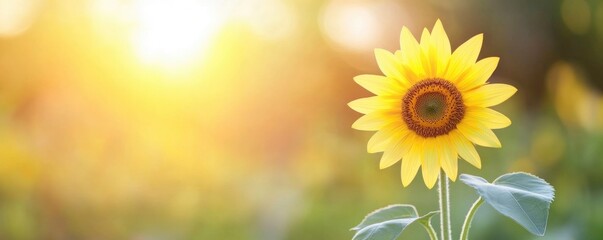 Obraz premium Beautiful sunflower on blur garden with sunlight on background