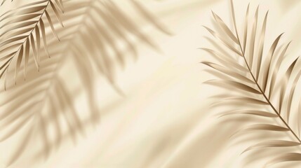 Obraz premium This image features elegant palm leaves set against a soft neutral background. The gentle shadows create depth and a calming atmosphere.