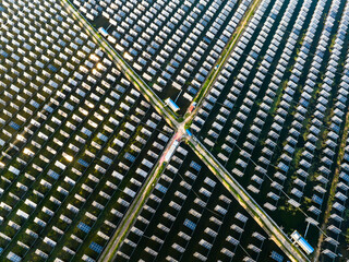 view of solar power station in field