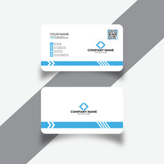 Modern and simple business card design with White and   sky blue color