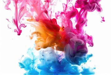 Colored ink in water on white background.