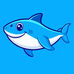 Cute shark illustration suitable for mascot sticker and tshirt design
