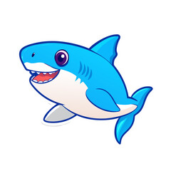 Cute shark illustration suitable for mascot sticker and tshirt design
