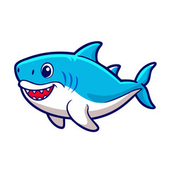 Cute shark illustration suitable for mascot sticker and tshirt design
