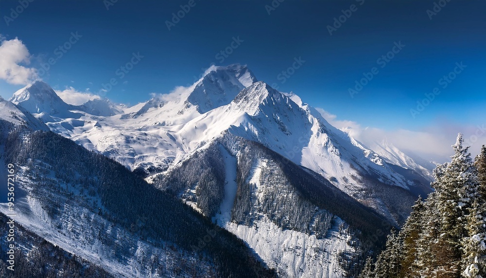 Canvas Prints snowy mountain peaks suitable as cover or background