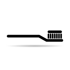 Tooth brush care shadow icon, dental hygiene web sign, health medicine vector illustration