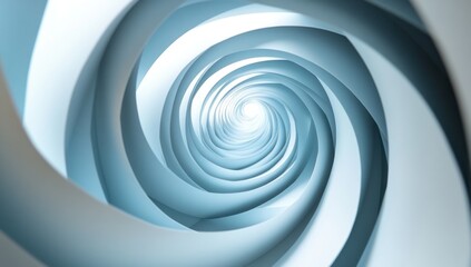 Obraz premium A close-up of an infinite spiral made from white paper, creating the illusion that it is a tunnel
