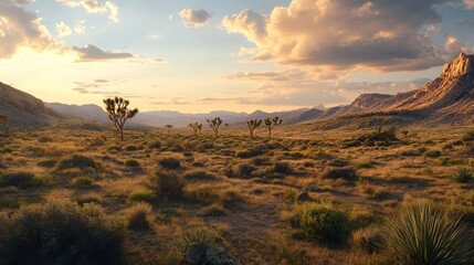 Naklejka premium Southwest desert landscape with trees