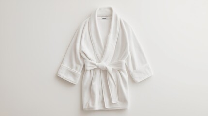 White bathrobe on plain background with copy space