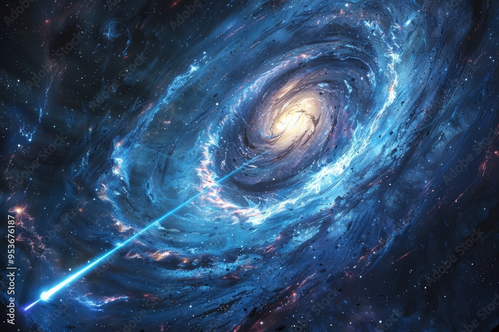 Poster a blue spiral galaxy