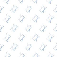 Ski and sticks icon isolated seamless pattern on white background