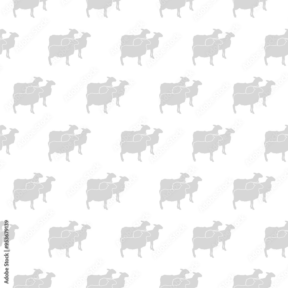 Poster Sheep icon Seamless pattern on white background