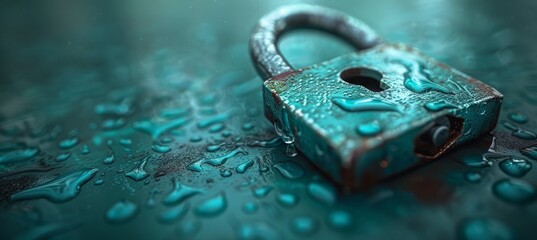 Minimalist blue padlock design on blue background  a simple yet striking visual element