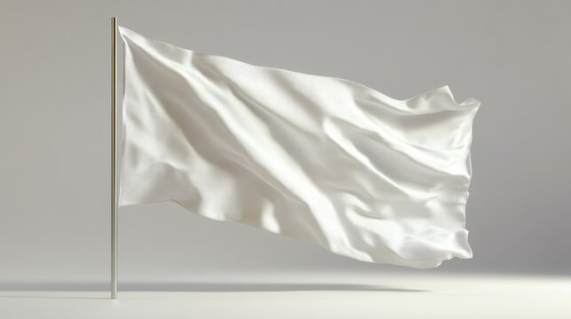 International Day of Neutrality. White flag waving on a white background. Horizontal banner. Free space for text. Resolving international conflicts by peaceful means, stop war concept. World Peace Day - Powered by Adobe