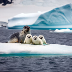 氷の上のゴマちゃん一家～アザラシの親子
