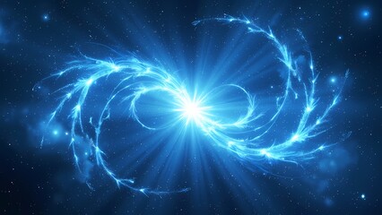 Fototapeta premium Glowing Blue Arcs Swirling Around a Central Core of Energy in a Starry Background
