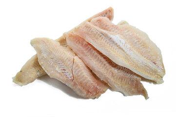 Raw Mild White Fish Isolated on White