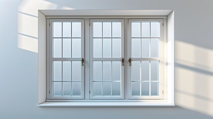 Obraz premium A window with three panes of glass and a white frame 
