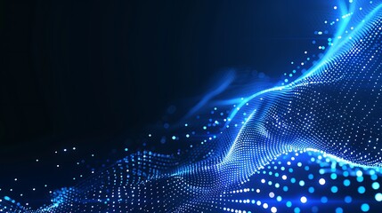 Abstract Blue Digital Wave with Glowing Dots