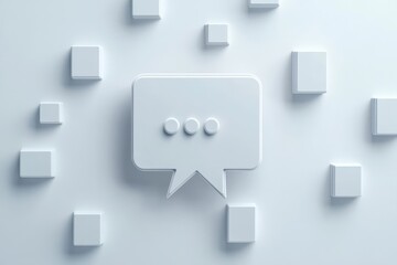 Speech bubble with hashtag, minimalist design, flat illustration on white background, copy space for stock photo with minimal concept, No logo, No Trademark, No text