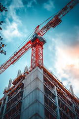 modern building construction site Crane lifting construction equipment