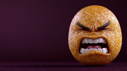 An angry orange character with exaggerated features is expressing frustration vividly