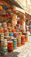 Tibetan Prayer Wheel Market Stall Buddhism Religion Spiritual Symbol