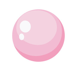 Illustration of a pink bubble in flat vector style the image shows a pink bubble on a white background with highlights indicating light reflections