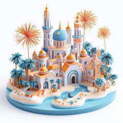 Naklejka premium Isometric Illustration of 3d Somalia with firework in new year icon