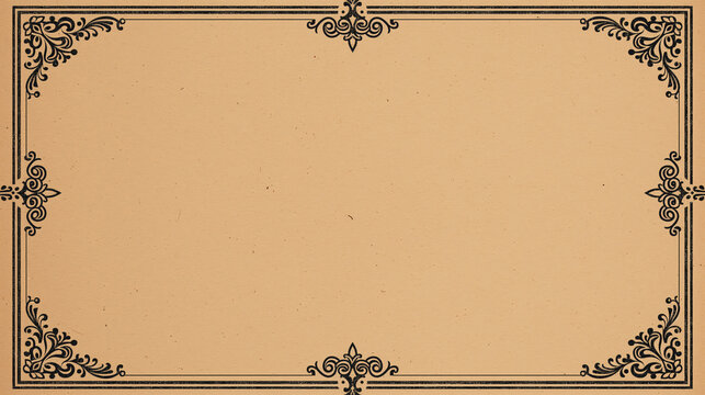 A vintage blank page with an ornamental border at the top and bottom, with a beige background color. The design is simple yet elegant, black ink on light brown retro paper. Classic look