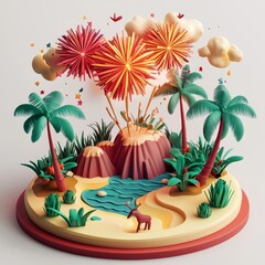 Obraz premium Isometric Illustration of 3d Tanzania with firework in new year icon