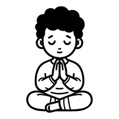 A man is praying with his hands clasped together