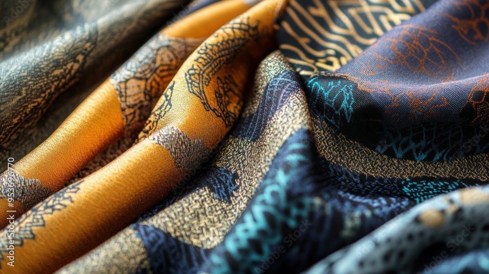 Aufkleber Close-Up of Colorful Fabric with Intricate Patterns