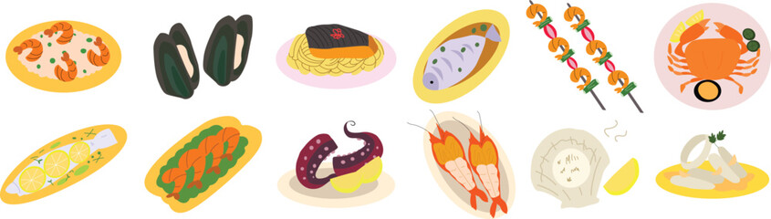 set of seafood