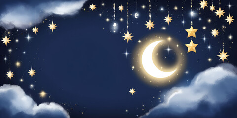 Fototapeta premium Beautiful Starry Night Sky Illustration, Celestial Art with Twinkling Stars