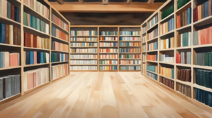 Bookstore sale section, discounted books on display, warm and inviting, Watercolor style