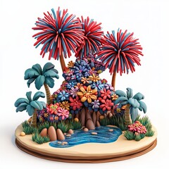 Isometric Illustration of 3d Zimbabwe with firework in new year icon