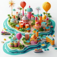 Isometric Illustration of 3d Zimbabwe with firework in new year icon