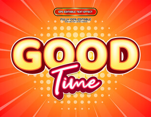 Good time cartoon fun yellow 3d text effect