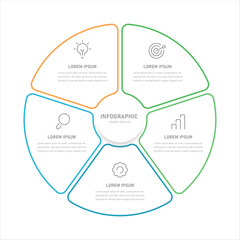 A thin linear infographic consisting of 5 stages. Infographics for business presentations