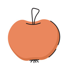 simple and minimalistic vector illustration of a red orange apple in a flat design style resembling an orange or apple fruit simple shapes with subtle shading flat vector illustration