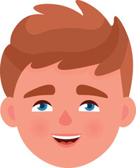 Boy head icon. Cartoon kid face portrait