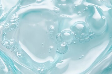 Hyaluronic acid serum texture. Beauty skin care liquid gel background. Clear cosmetic cream with bubbles closeup. Generative Ai