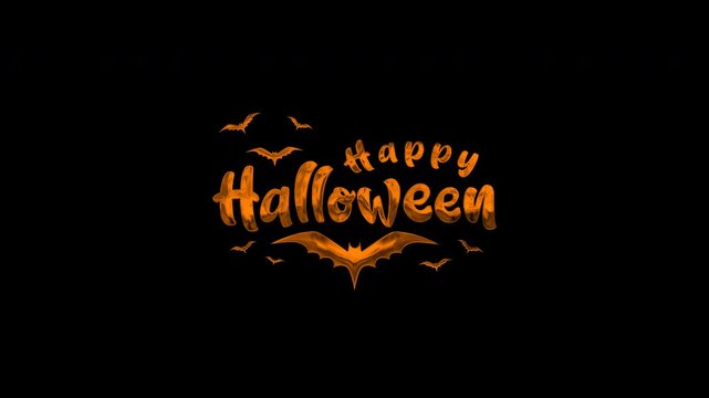 Happy Halloween Text Animation. lettering text in orange color with alpha or transparent background, for banner, social media feed wallpaper stories.